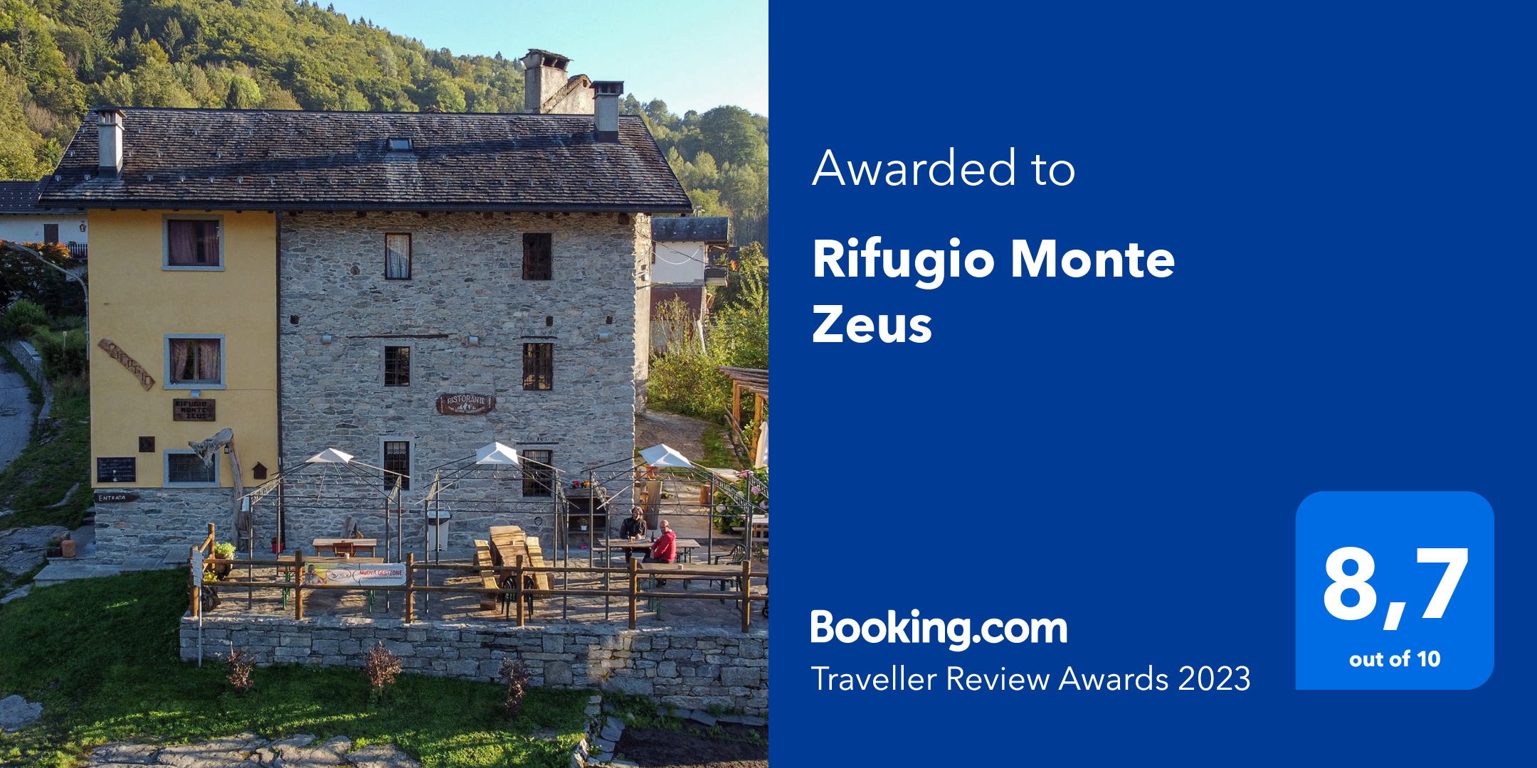 Rifugio Monte Zeus ha vinto il Traveller Review Awards 2023 di Booking.com